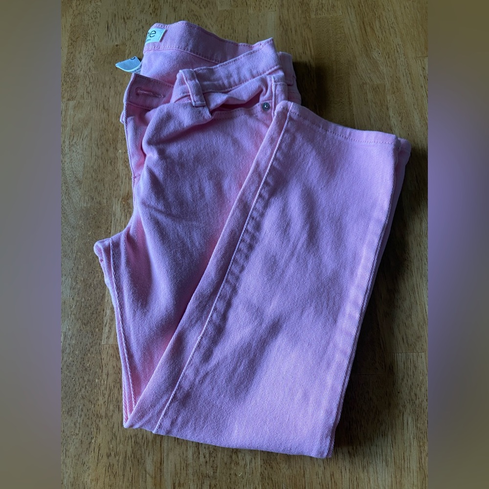 Pink denim capris